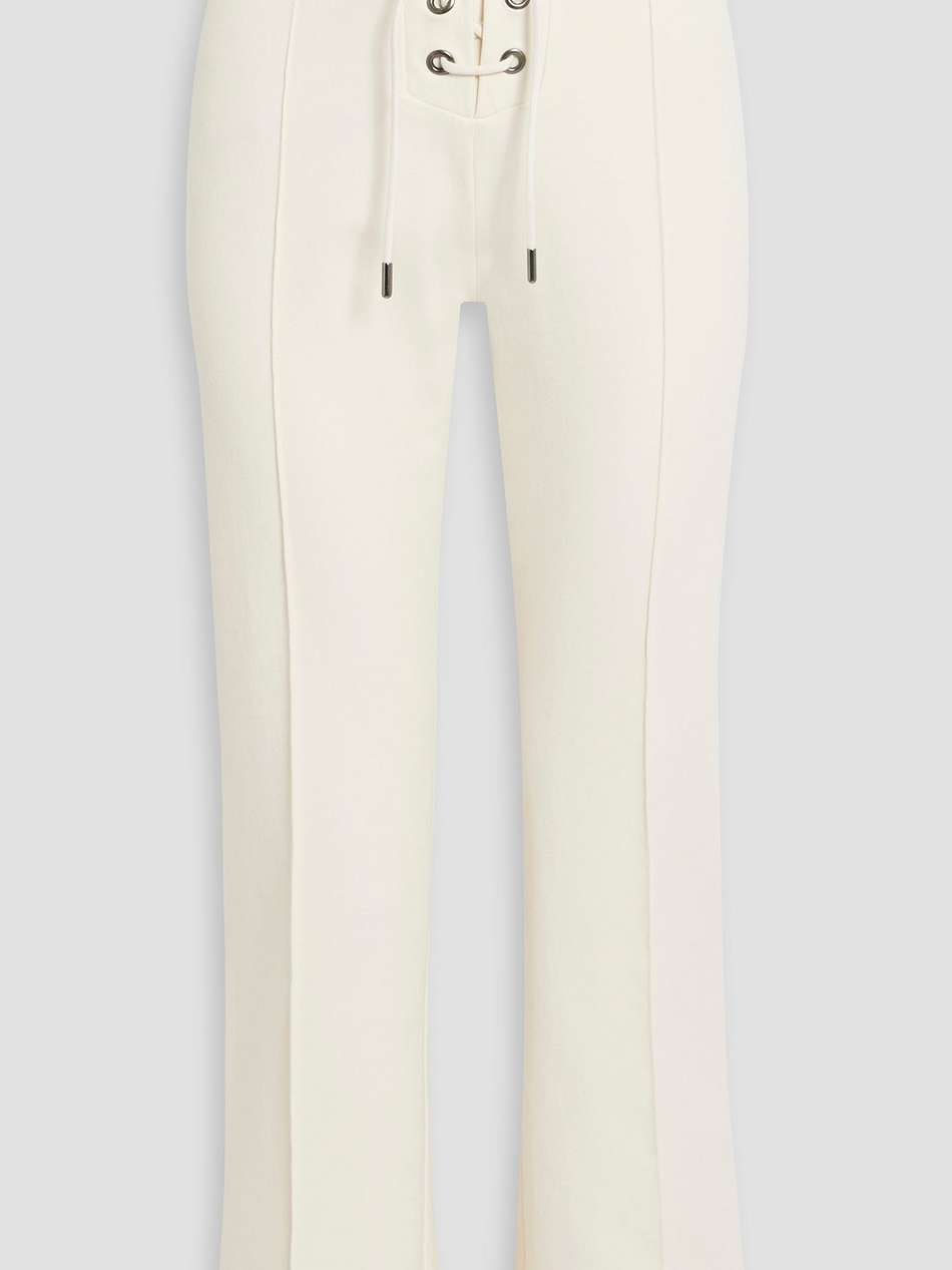 lace-up cotton-blend crepe flared pants