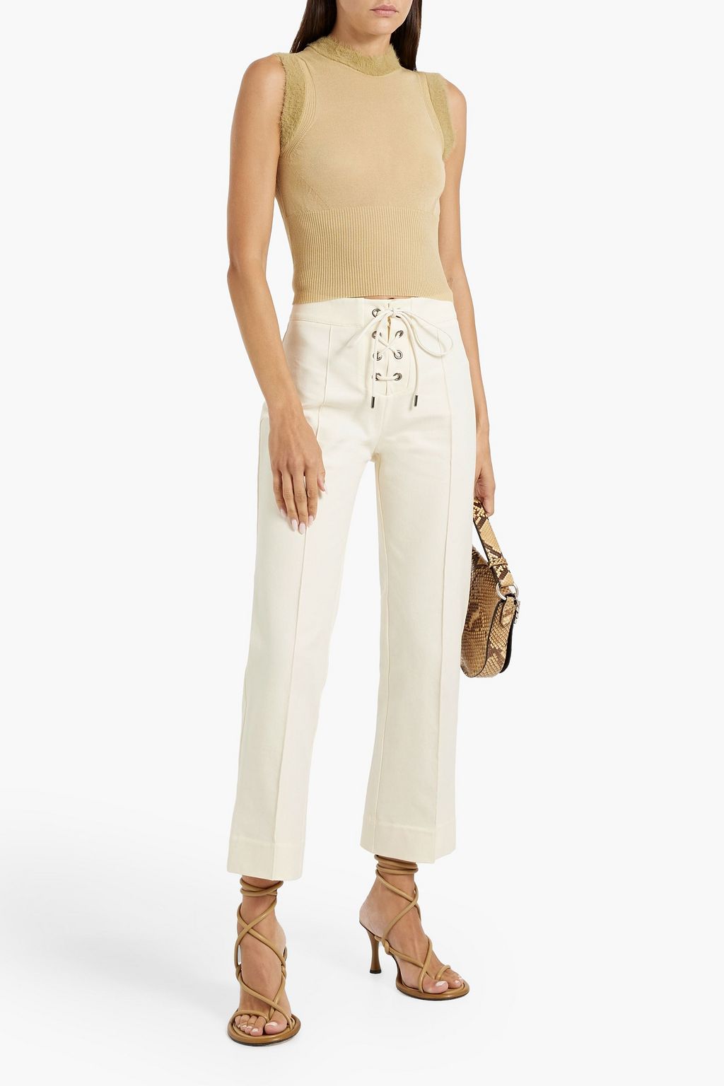 FRAME Lace-up crepe kick-flare pants