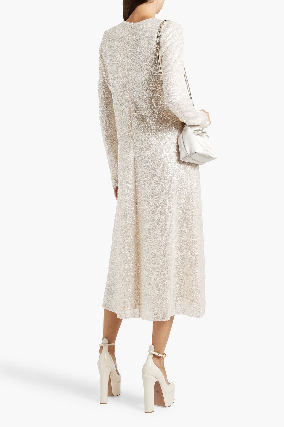 Shop Stine Goya Celsia Sequined Tulle Midi Dress In Off-white