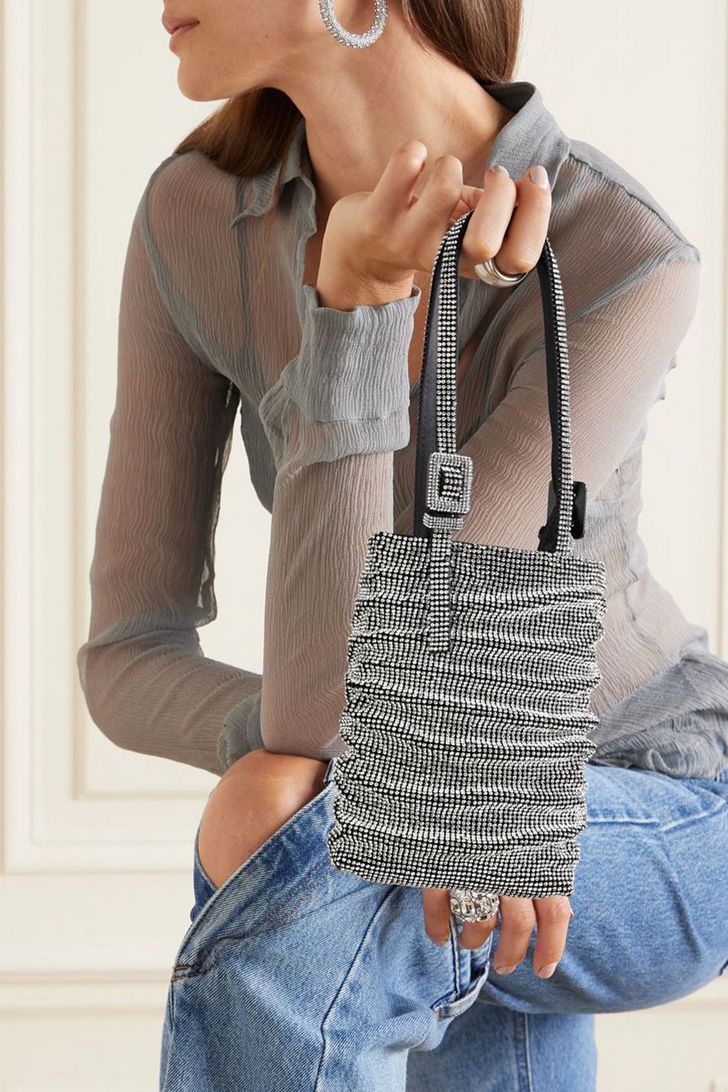 BENEDETTA BRUZZICHES Lollo crystal-embellished satin shoulder bag