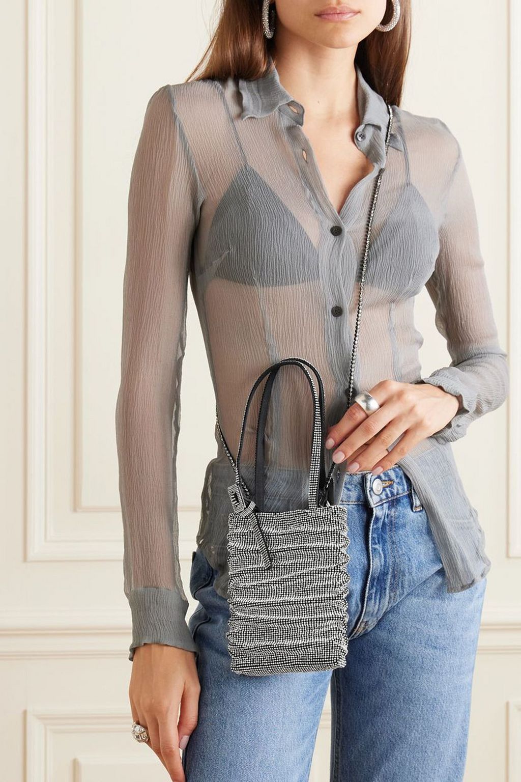 BENEDETTA BRUZZICHES Lollo crystal-embellished satin shoulder bag