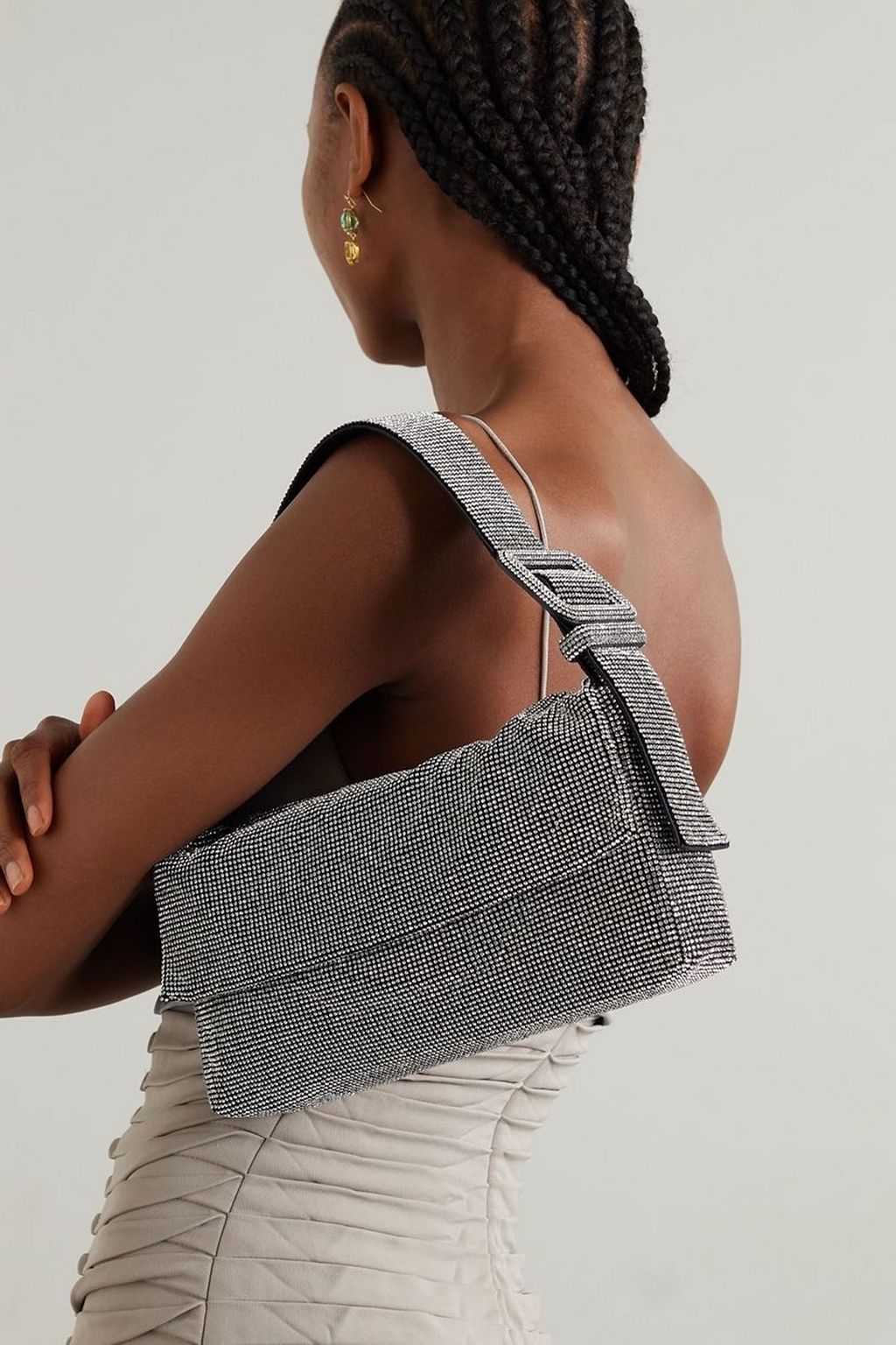 BENEDETTA BRUZZICHES Vitty La Grande large crystal-embellished satin shoulder bag