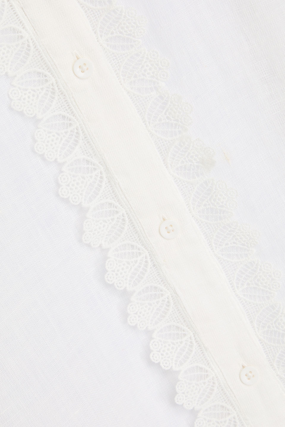 Alice And Olivia Lace-trimmed Linen Shirt In Off-white