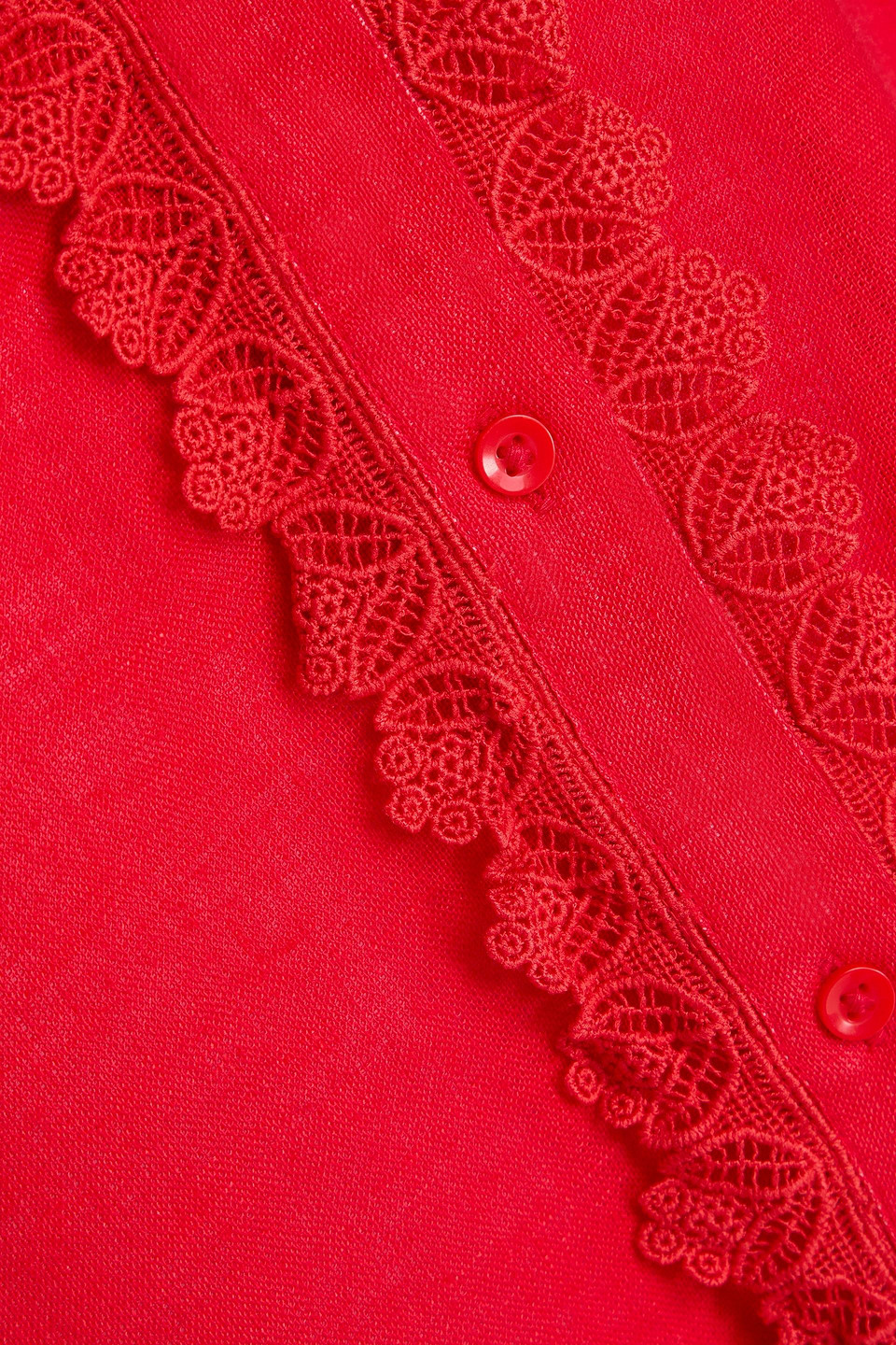 Alice And Olivia Lace-trimmed Linen Shirt In Red