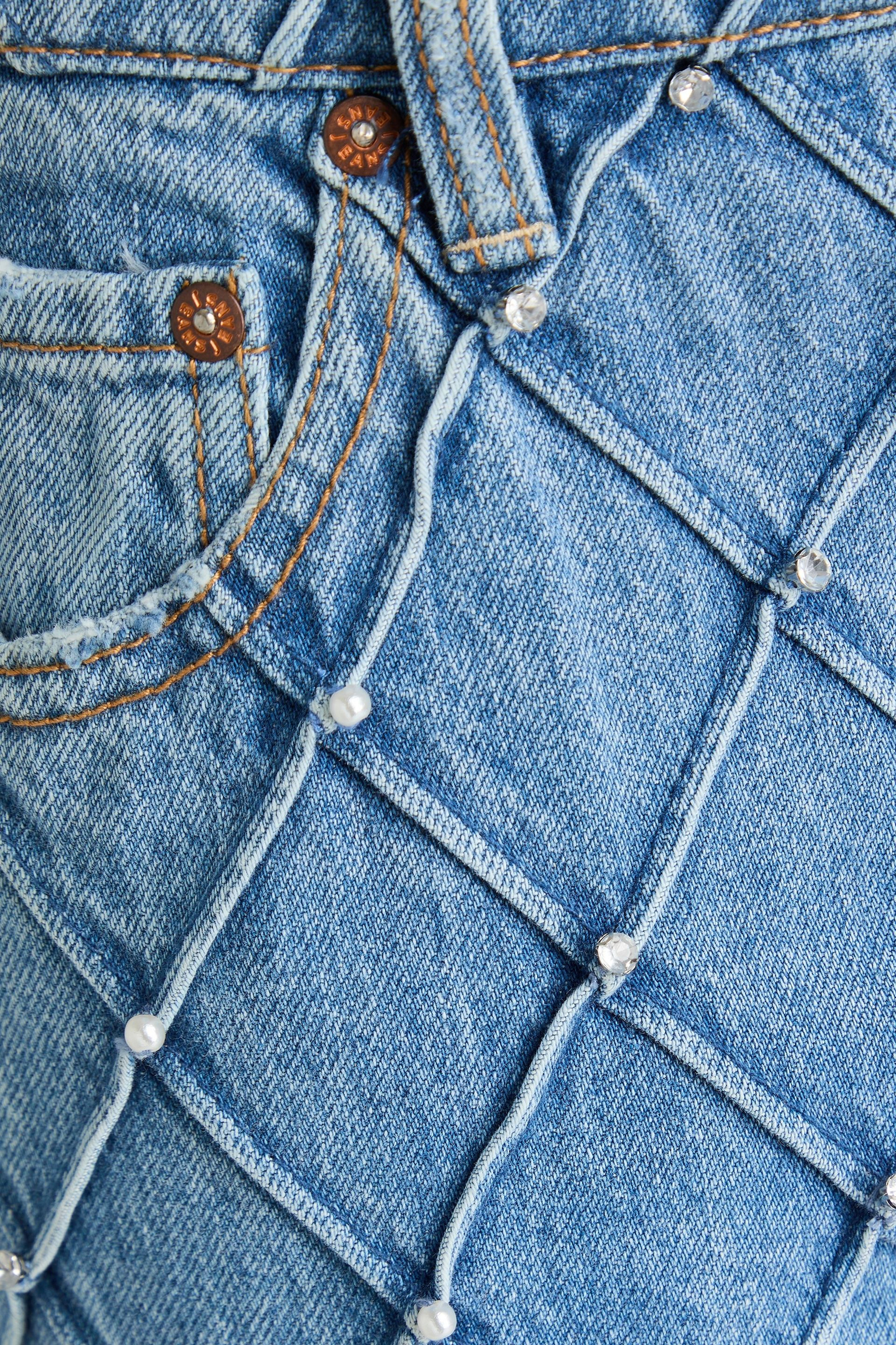 ALICE + OLIVIA JEANS Embellished high-rise straight-leg jeans