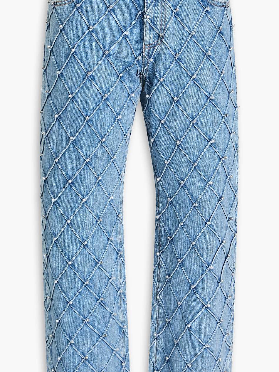 embellished high-rise straight-leg jeans