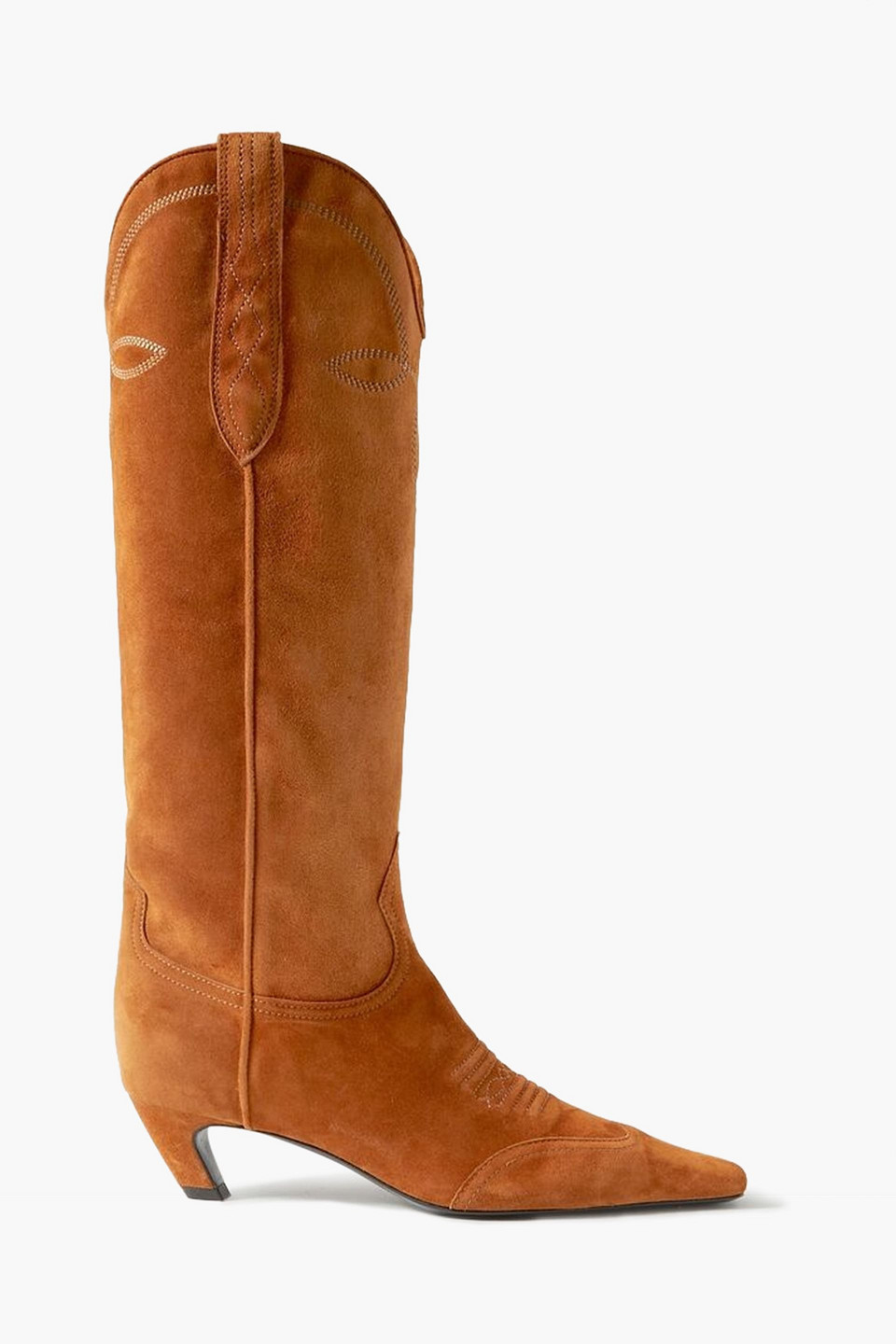 Khaite Dallas Western Suede Knee Boots In Brown