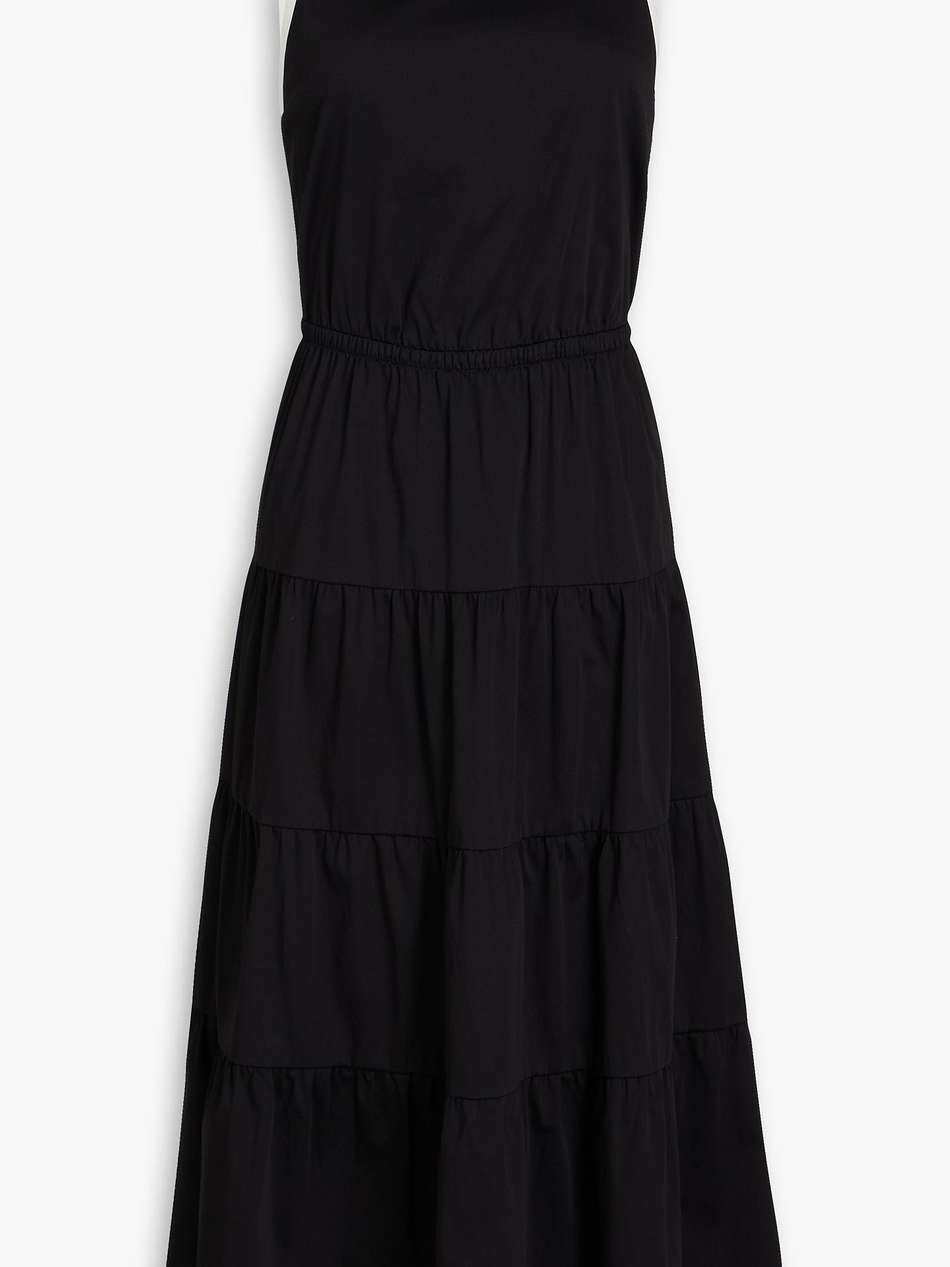 tiered two-tone stretch-cotton midi dress