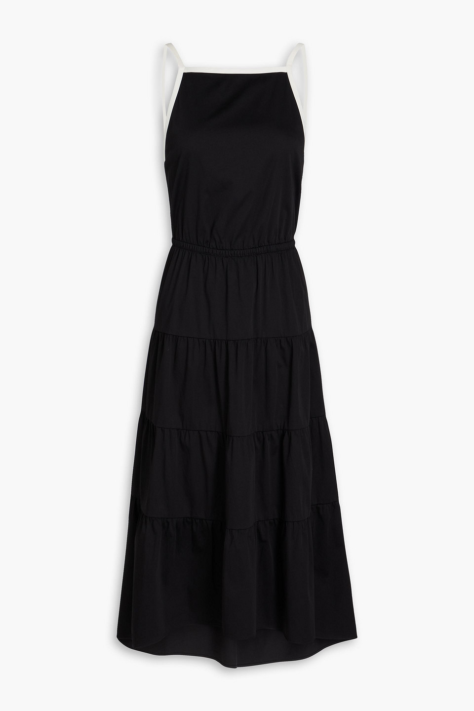 Alice Olivia - Tiered two-tone stretch-cotton midi dress - Black - US 12