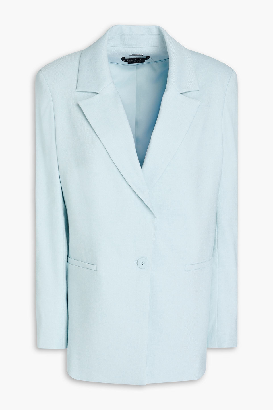 Alice And Olivia Denny Linen Blend Boyfriend Blazer In Sky Blue