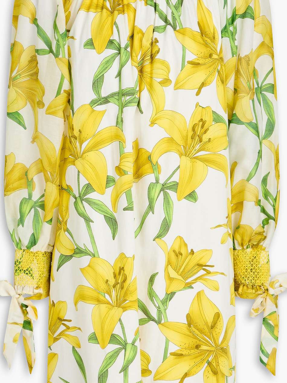 artemis off-the-shoulder floral-print cotton-blend voile and sateen mini dress