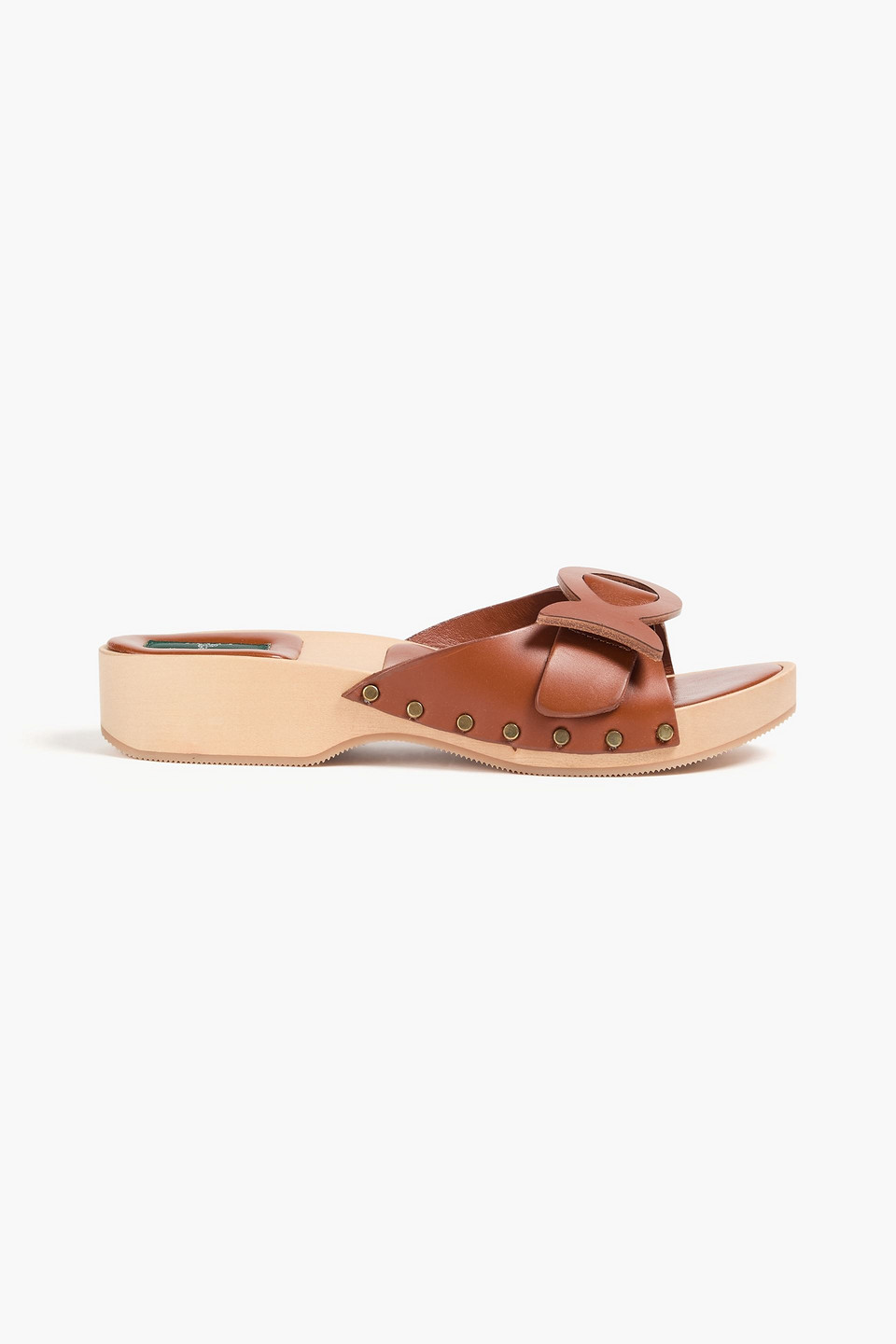 Appliquéd leather mules