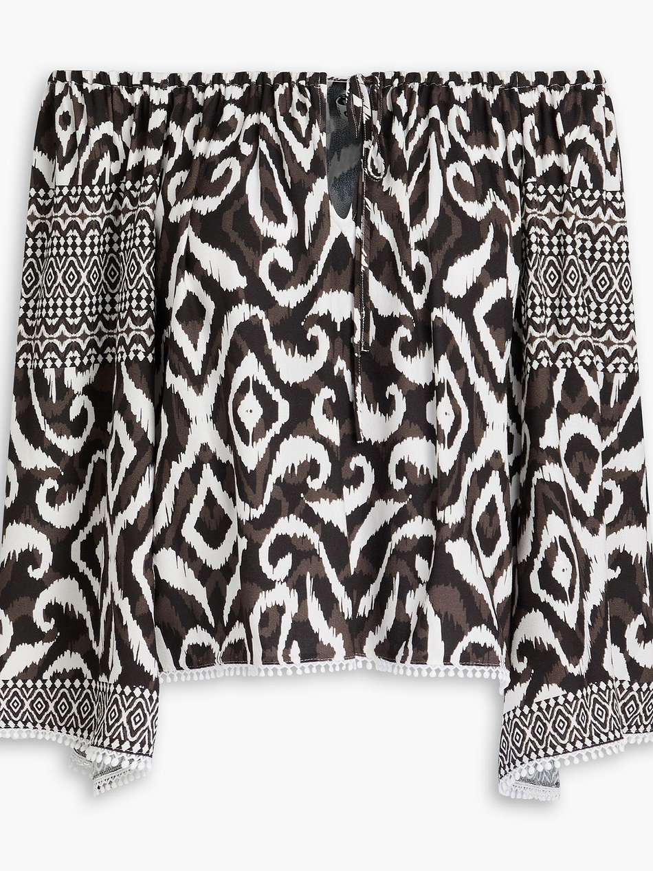 devina off-the-shoulder printed crepe blouse