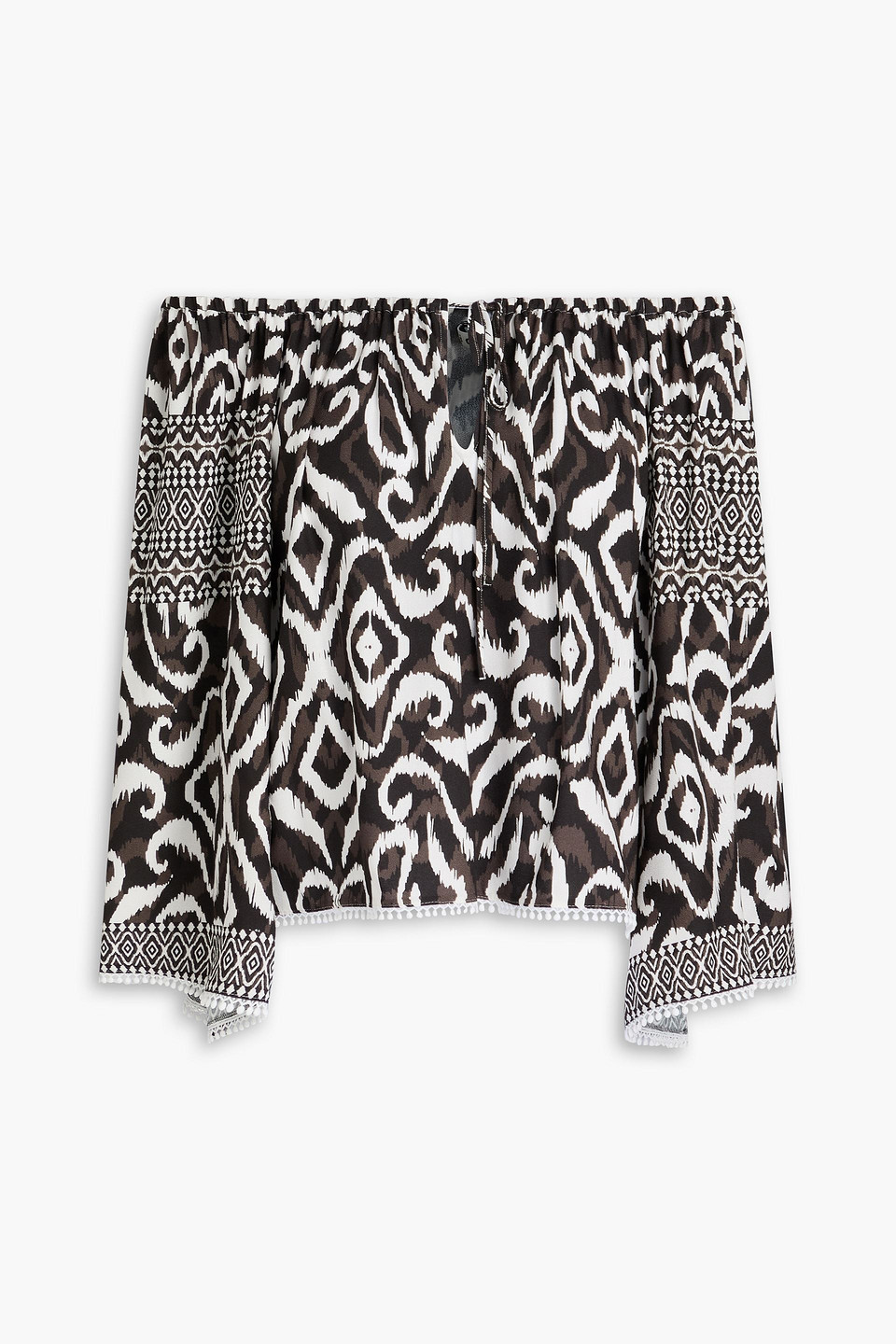 Alice Olivia - Devina off-the-shoulder printed crepe blouse - Black - XS