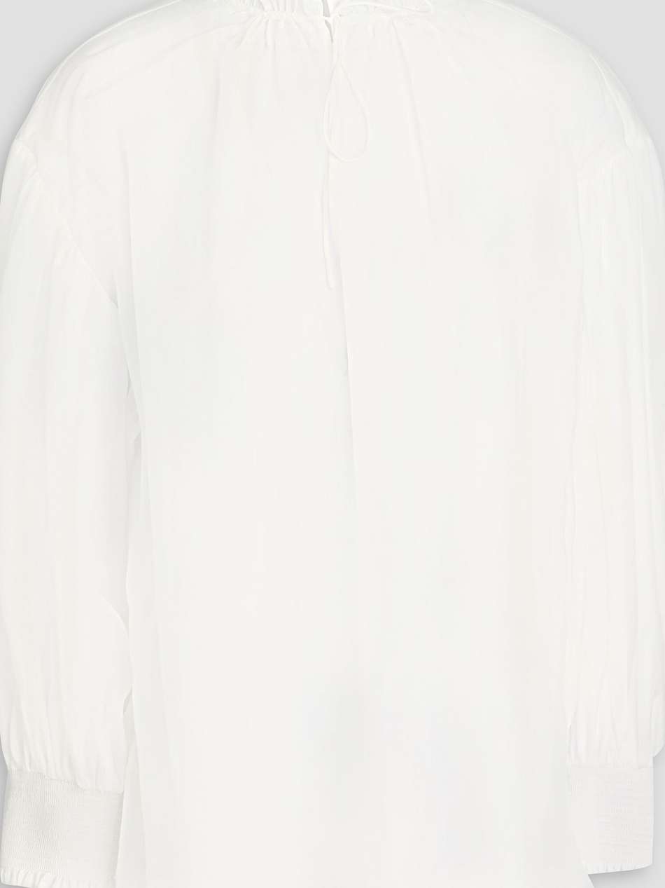 ruffled cotton and silk-blend voile blouse