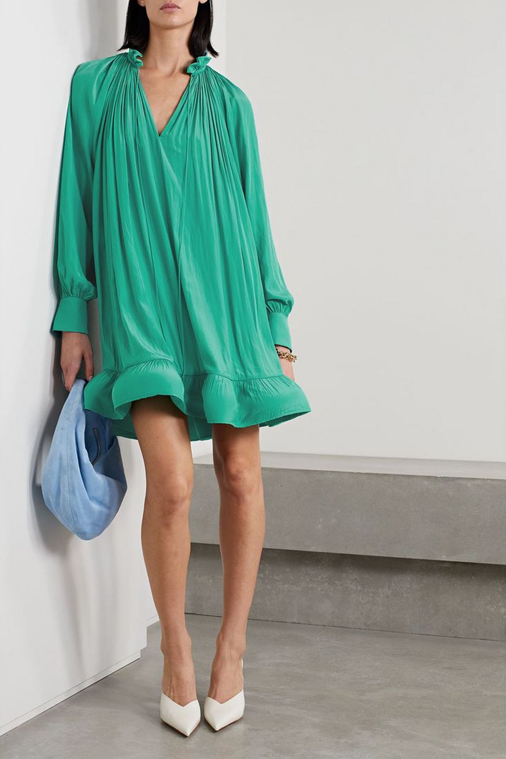 LANVIN Ruffled charmeuse mini dress