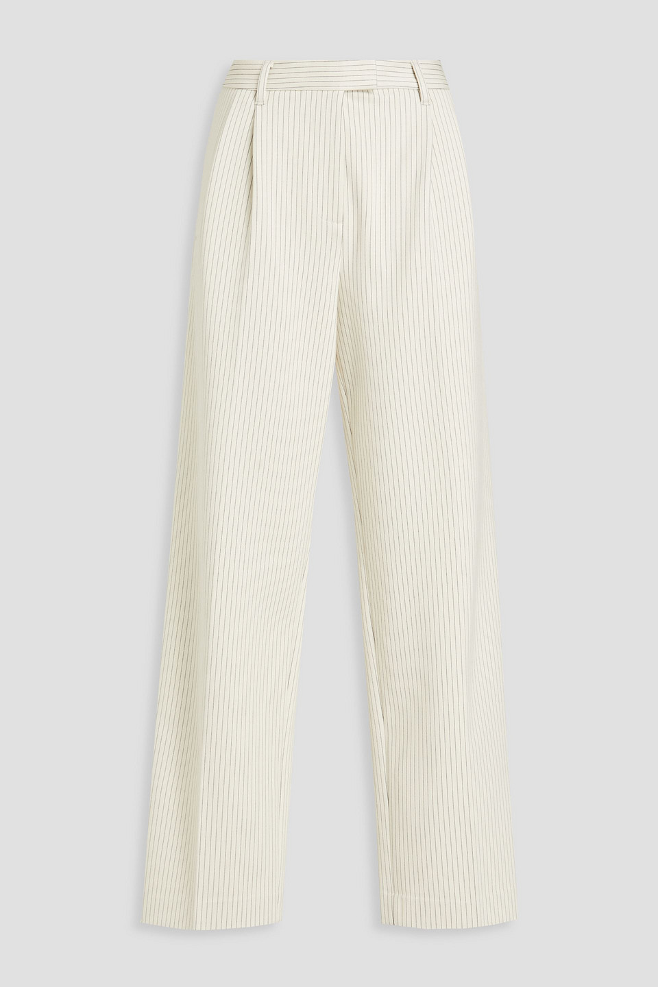 Rag & Bone Marianne Pleated Pinstriped Ponte Wide-leg Pants In Ivory