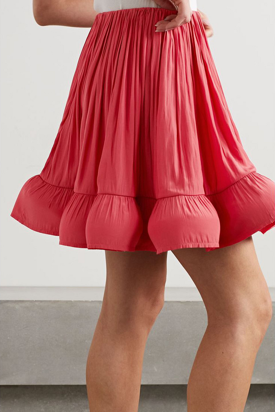 Lanvin Tiered Ruffle Gathered Skirt In Korallenrot