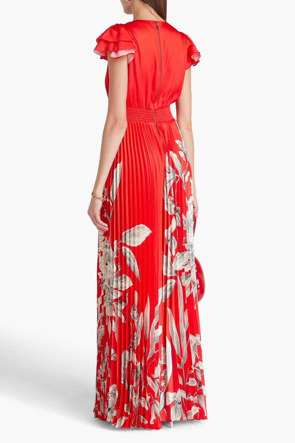 ALICE + OLIVIA Bennet pleated floral-print satin wide-leg jumpsuit