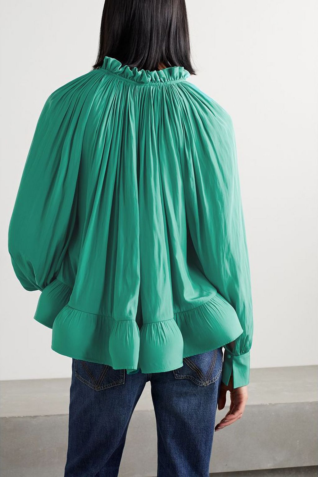 LANVIN Ruffled gathered charmeuse blouse
