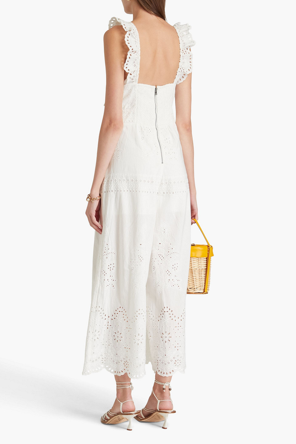  Alice Olivia - Rosina Cropped Jumpsuit Aus Baumwolle Mit Lochstickerei Und Knotendetail - Weiß - Us 2 