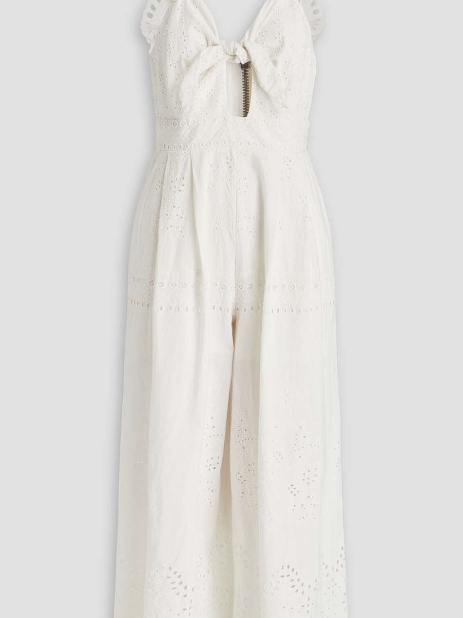 rosina cropped knotted broderie anglaise cotton jumpsuit