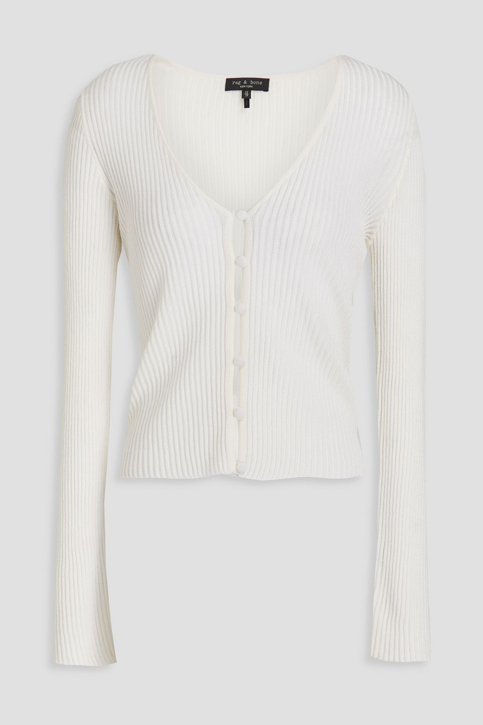 Rag & Bone Dorit Ribbed Merino Wool-blend Cardigan In Ivory