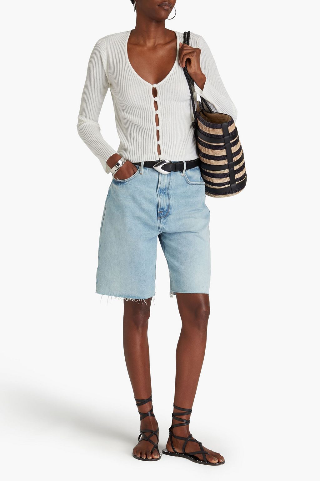 RAG & BONE リブ編み メリノウール混 カーディガン
