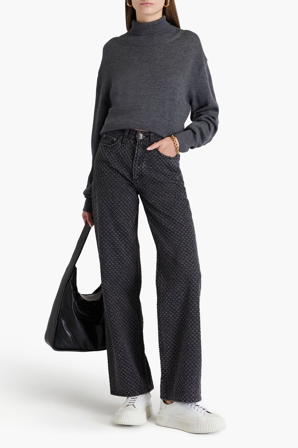RAG & BONE جينز "لوغان" بأرجل واسعة وخصر مرتفع وبتأثير معتق