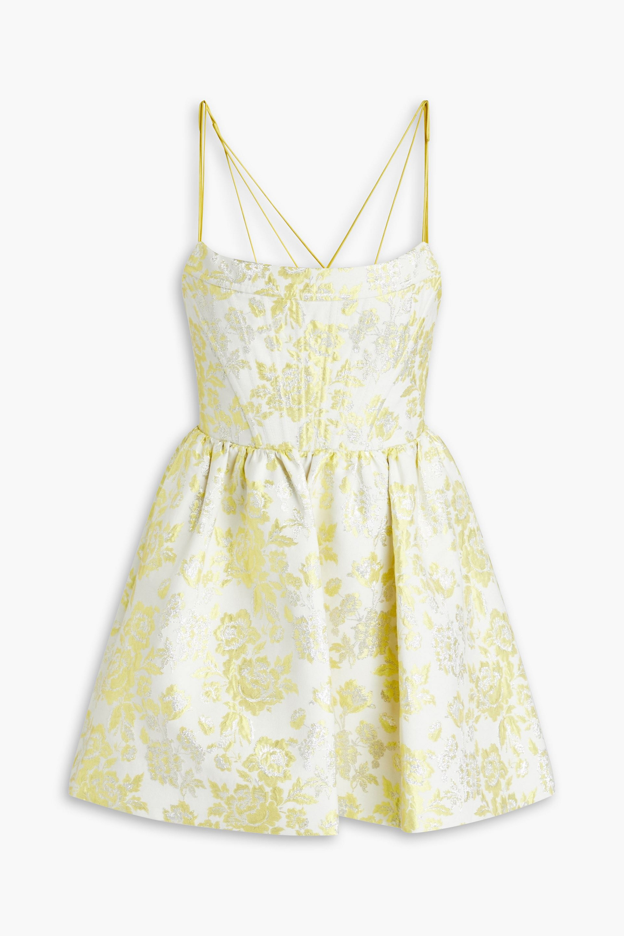 alice + olivia Nat metallic floral-jacquard mini dress