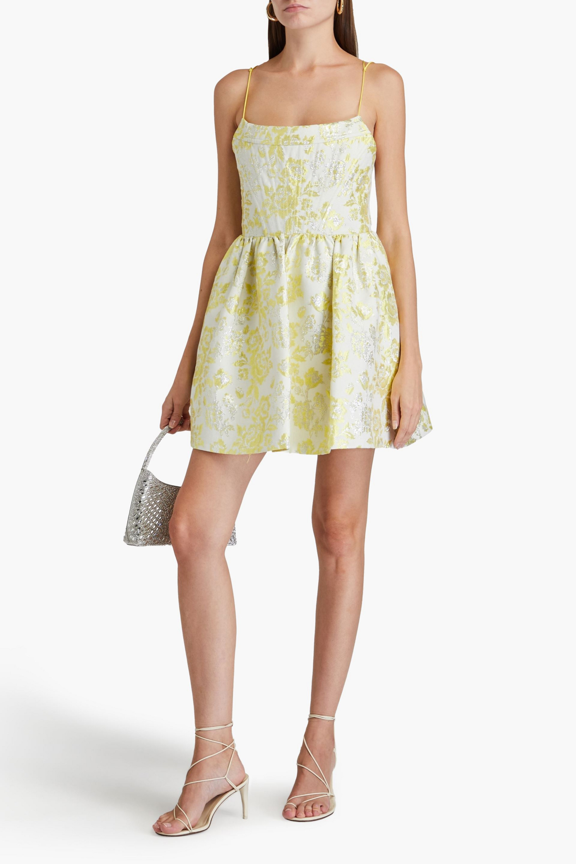 alice + olivia Nat metallic floral-jacquard mini dress