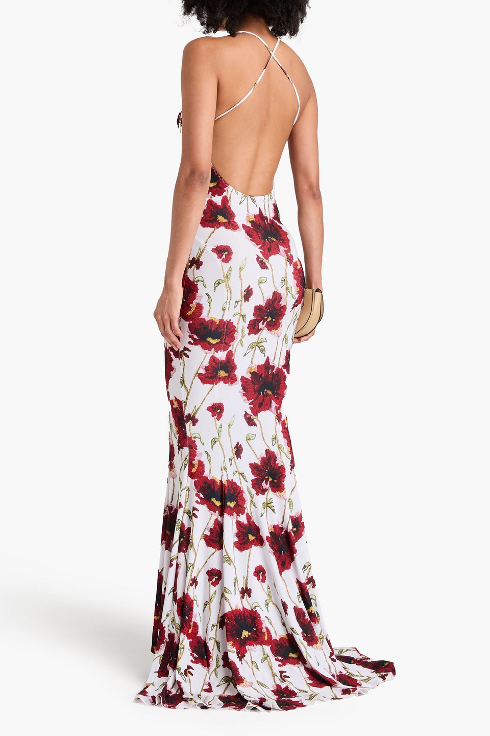Norma Kamali Low Back Slip Mermaid Fishtail Gown In Burgundy