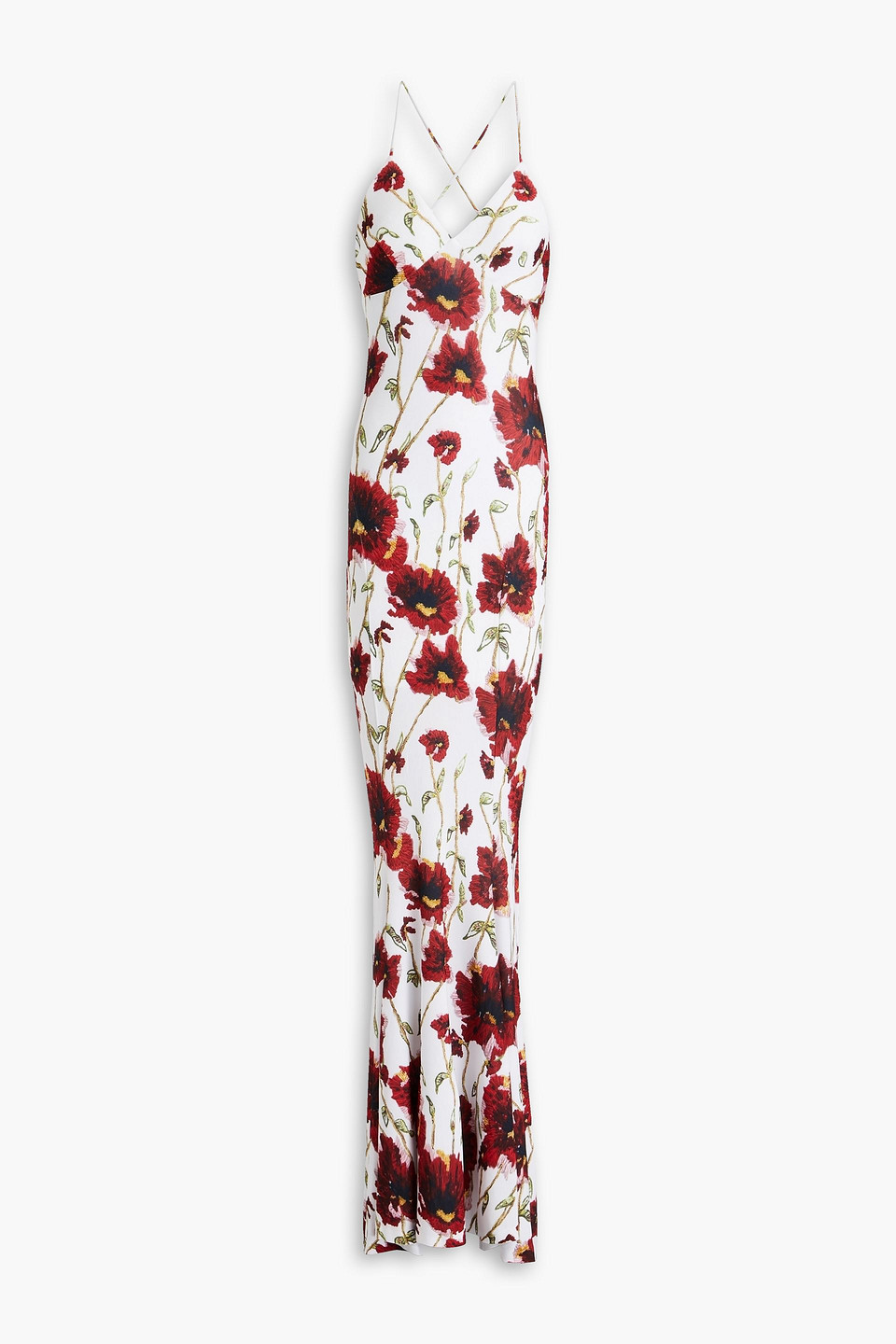 Norma Kamali Low Back Slip Mermaid Fishtail Gown In Burgundy