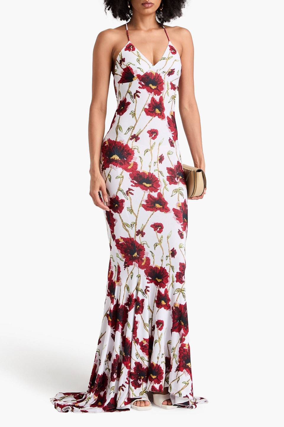 Norma Kamali Low Back Slip Mermaid Fishtail Gown In Burgundy