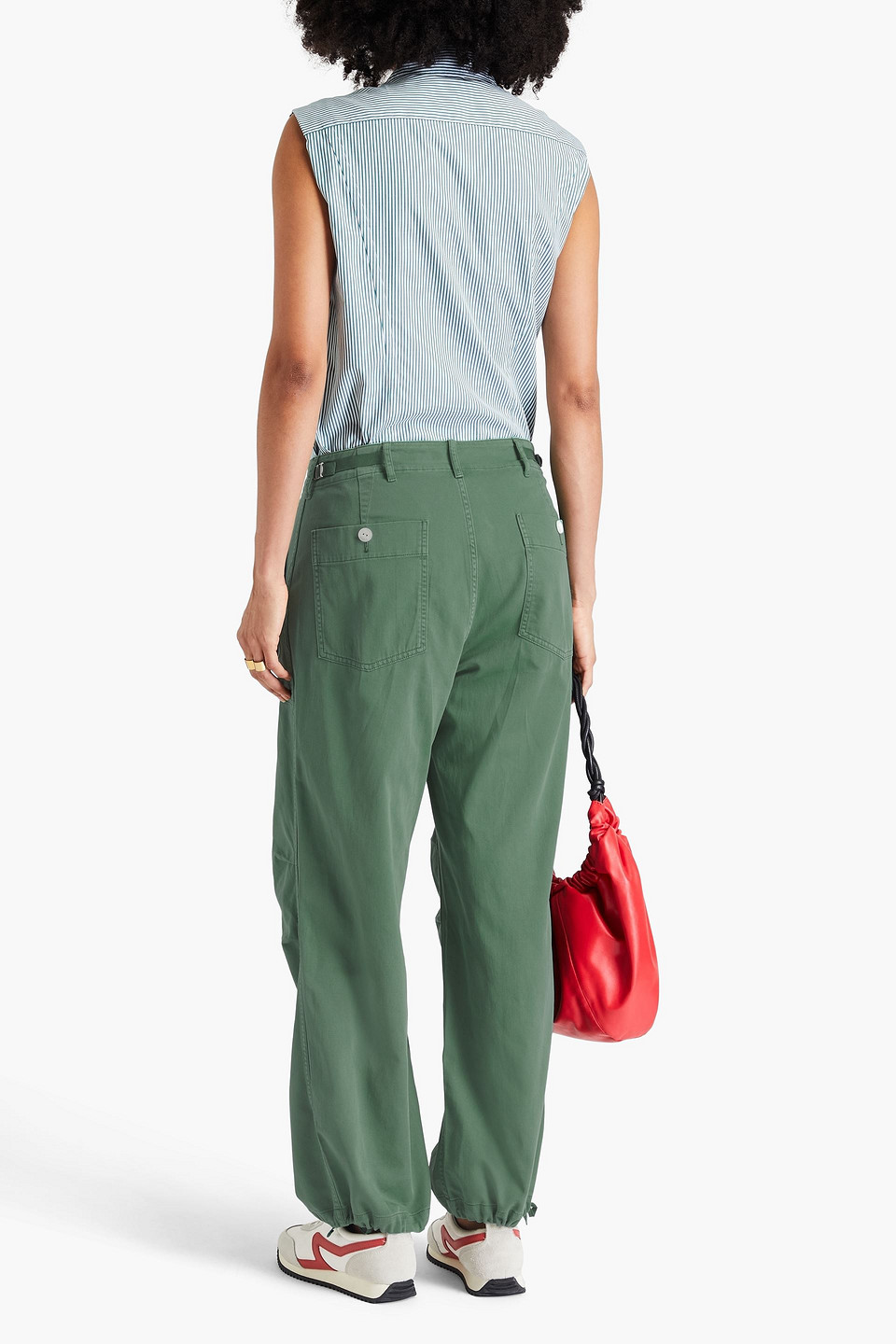 Rag & Bone Savannah Pleated Cotton Tapered Pants In Leaf Green