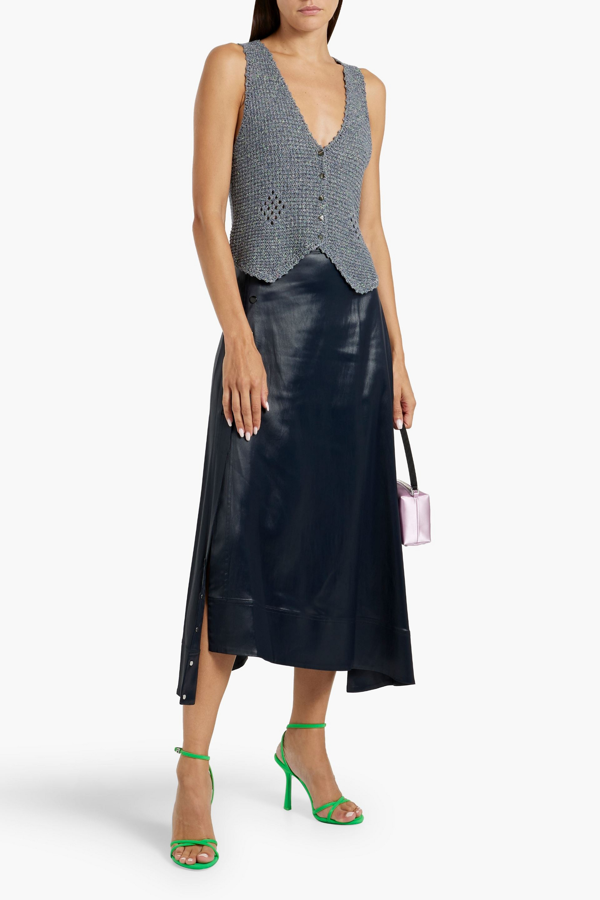 COTTON BY AUTUMN CASHMERE Marled cotton-blend vest