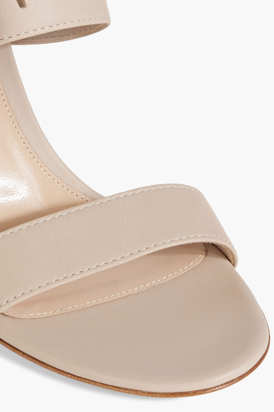 Gianvito Rossi Buckled Leather Mules In Beige