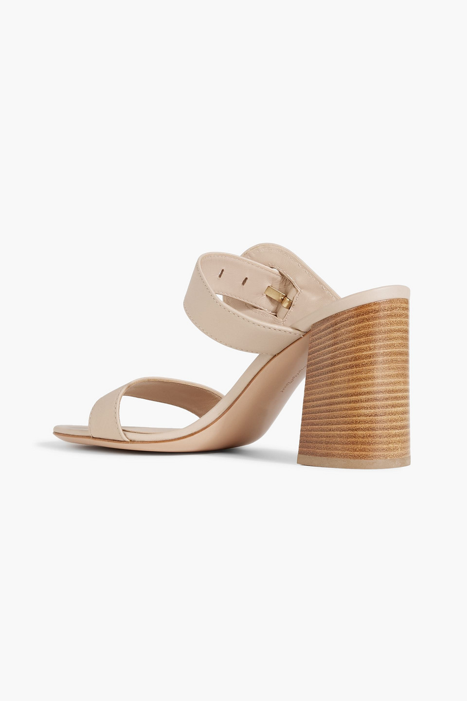 Gianvito Rossi Buckled Leather Mules In Beige