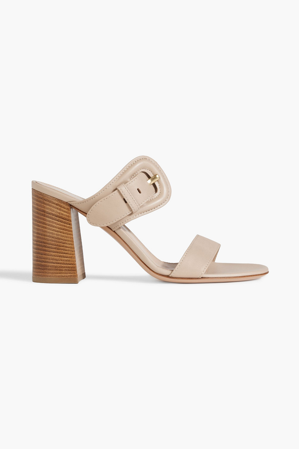 Gianvito Rossi Buckled Leather Mules In Beige