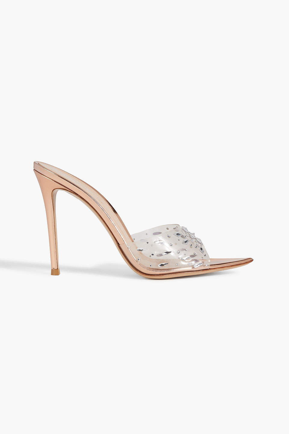 Gianvito Rossi Halley Crystal-embellished Pvc Mules In Rose Gold
