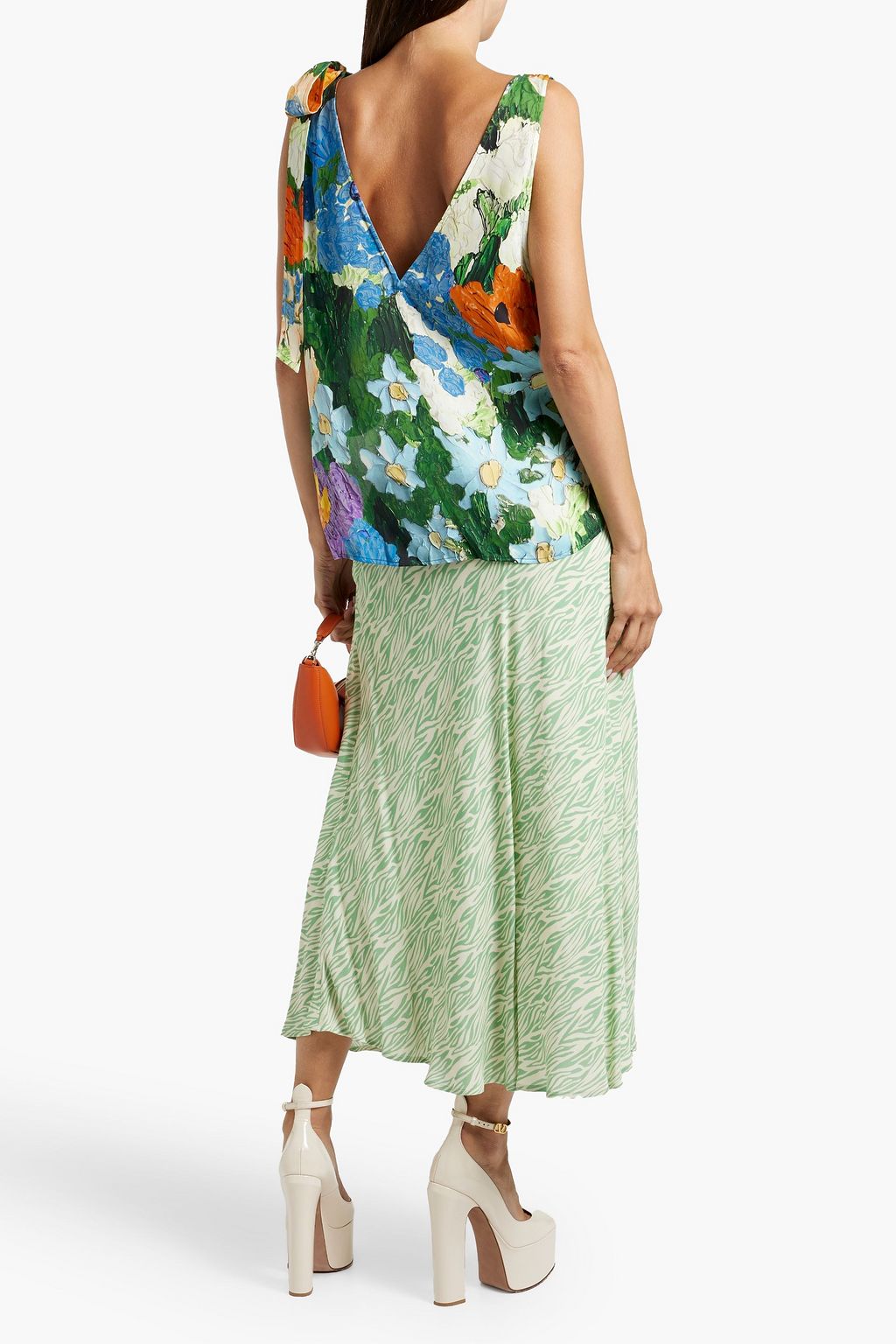 STINE GOYA Marika bow-detailed floral-print TENCEL™ Lyocell-blend top