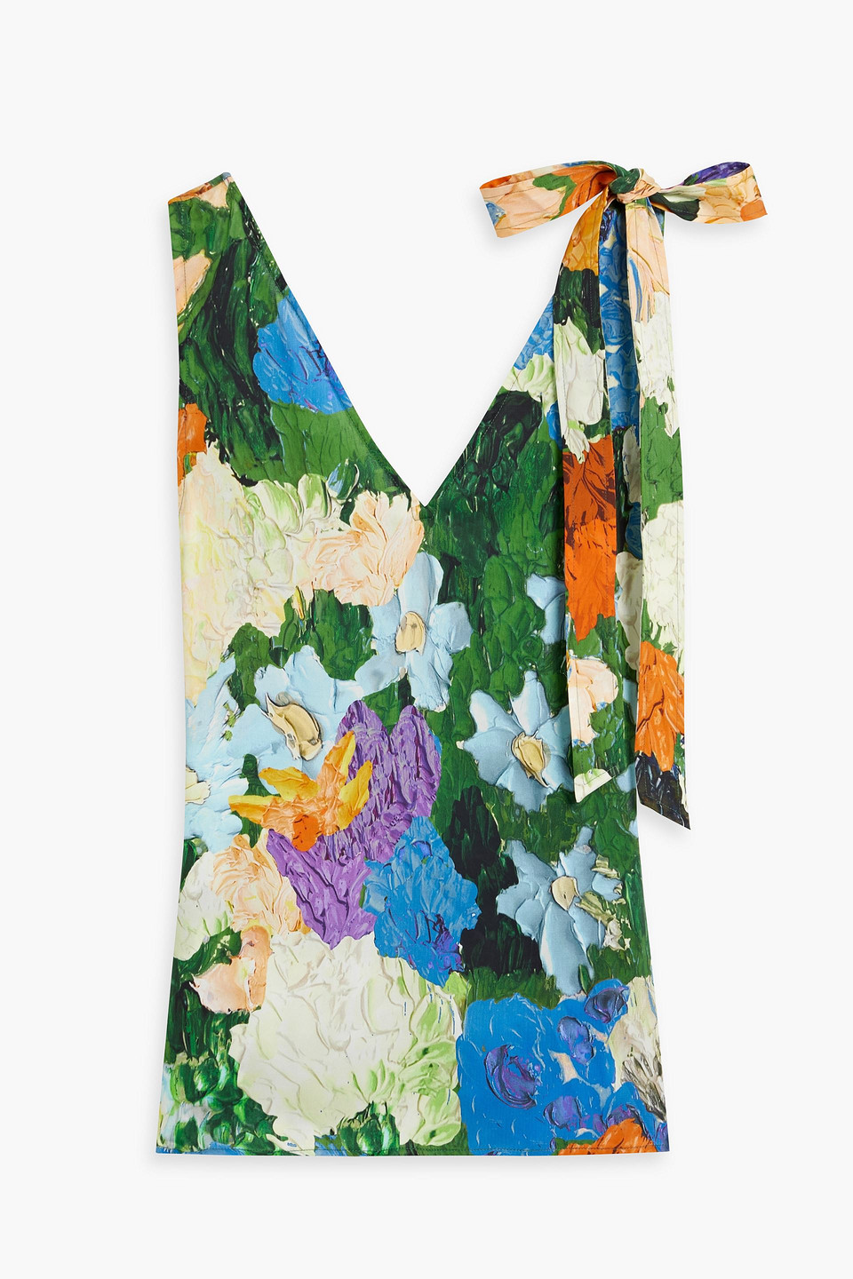 Stine Goya Marika Bow-detailed Floral-print Tencel™ Lyocell-blend Top