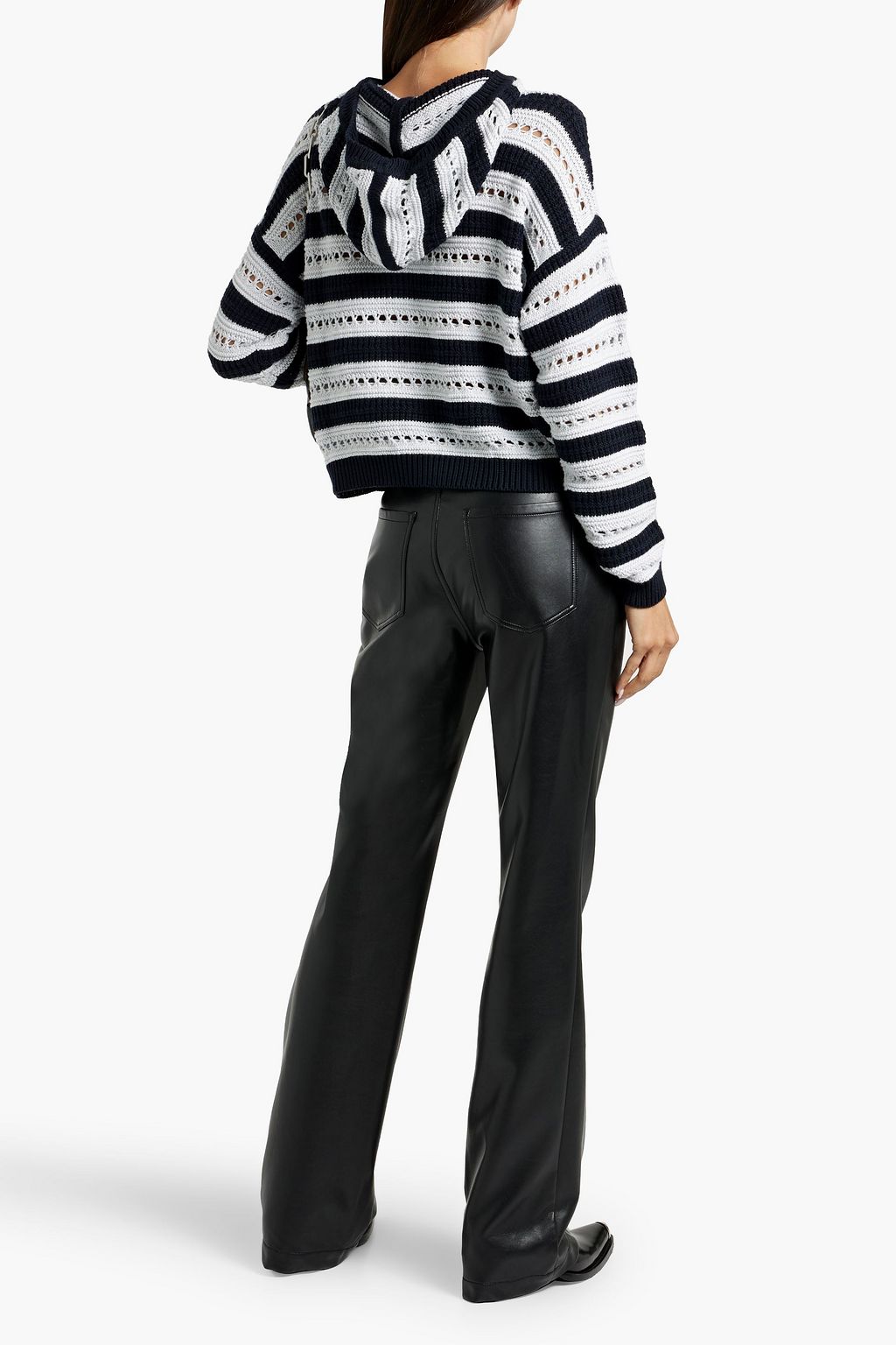 COTTON BY AUTUMN CASHMERE Striped pointelle-knit cotton hoodie