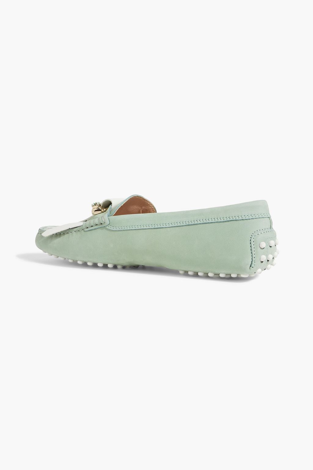 TOD'S Gommino embellished fringed suede loafers