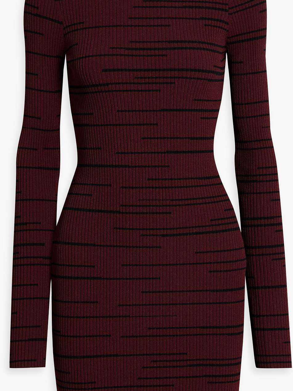 striped ribbed-knit mini dress