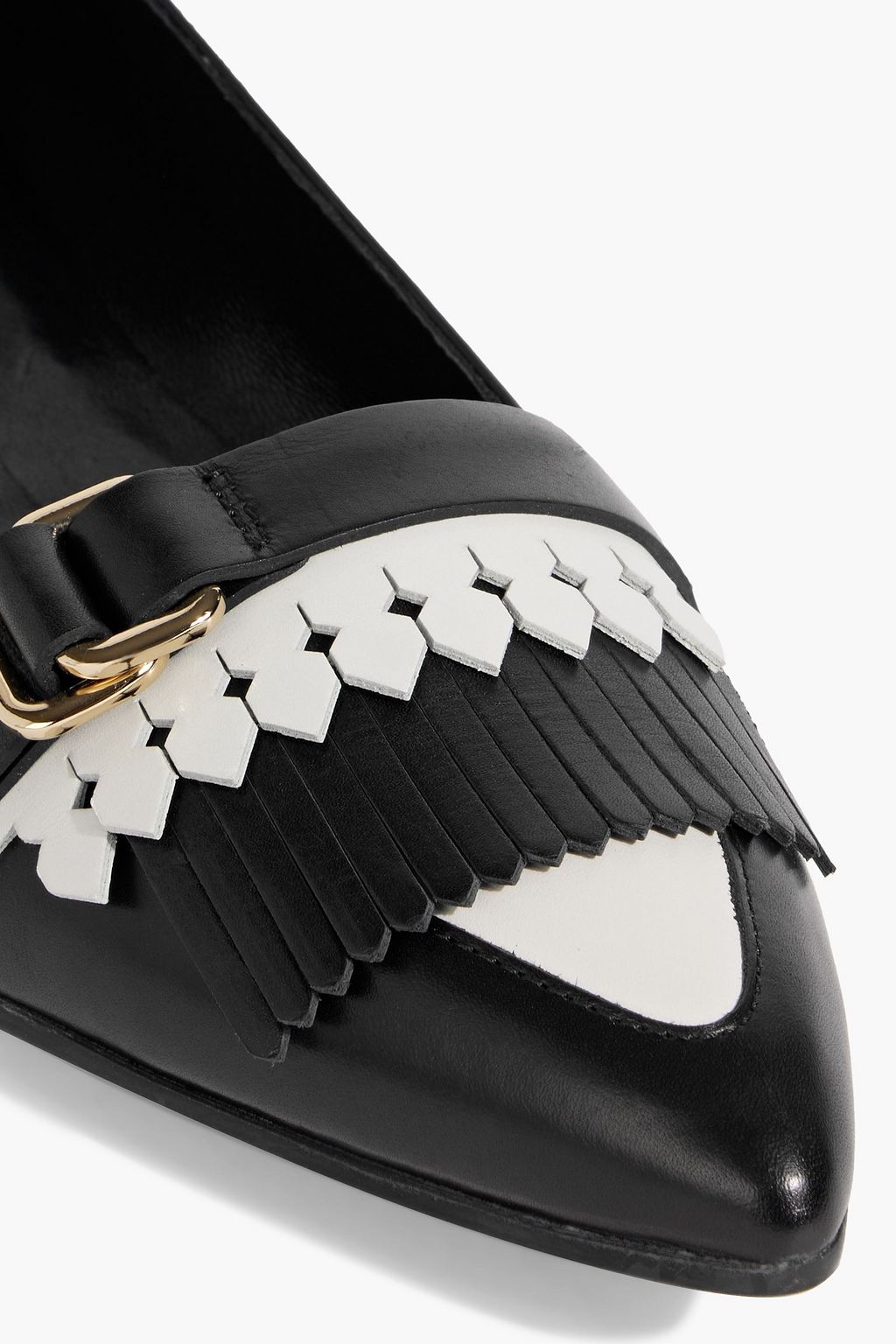 TOD'S Fringed leather point-toe flats