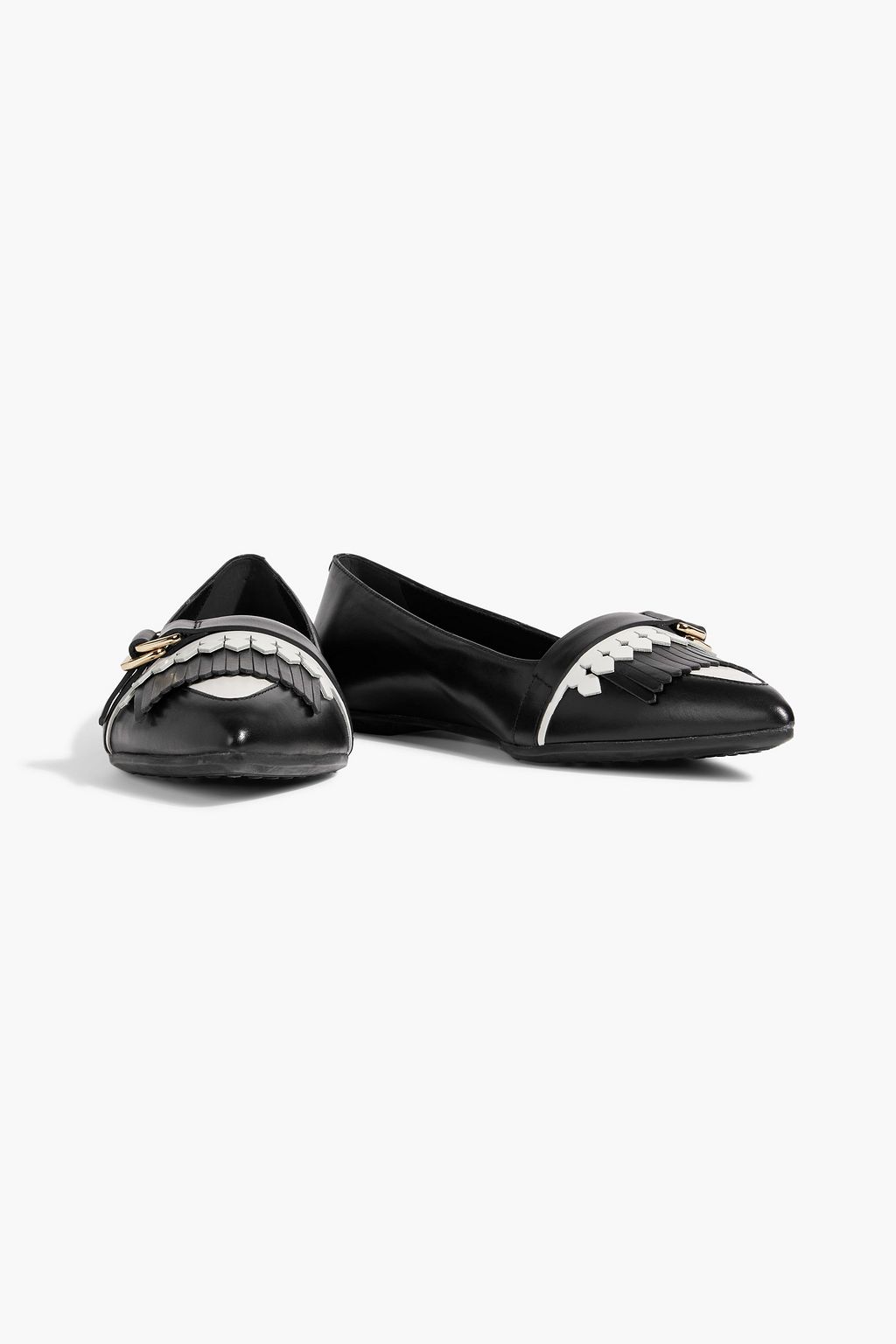 TOD'S Fringed leather point-toe flats