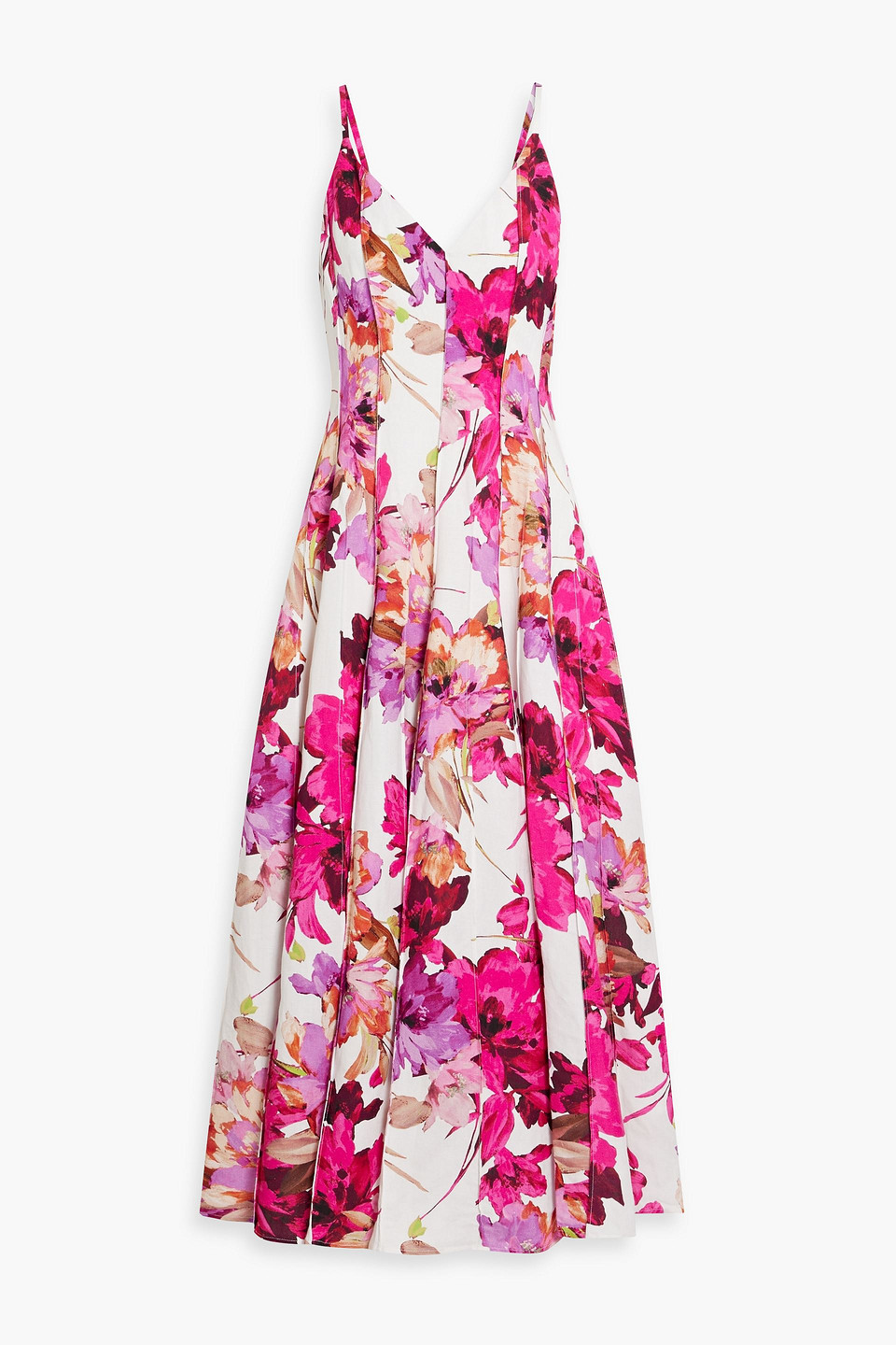 Nicholas Floral-print Linen-blend Maxi Dress In Fuchsia