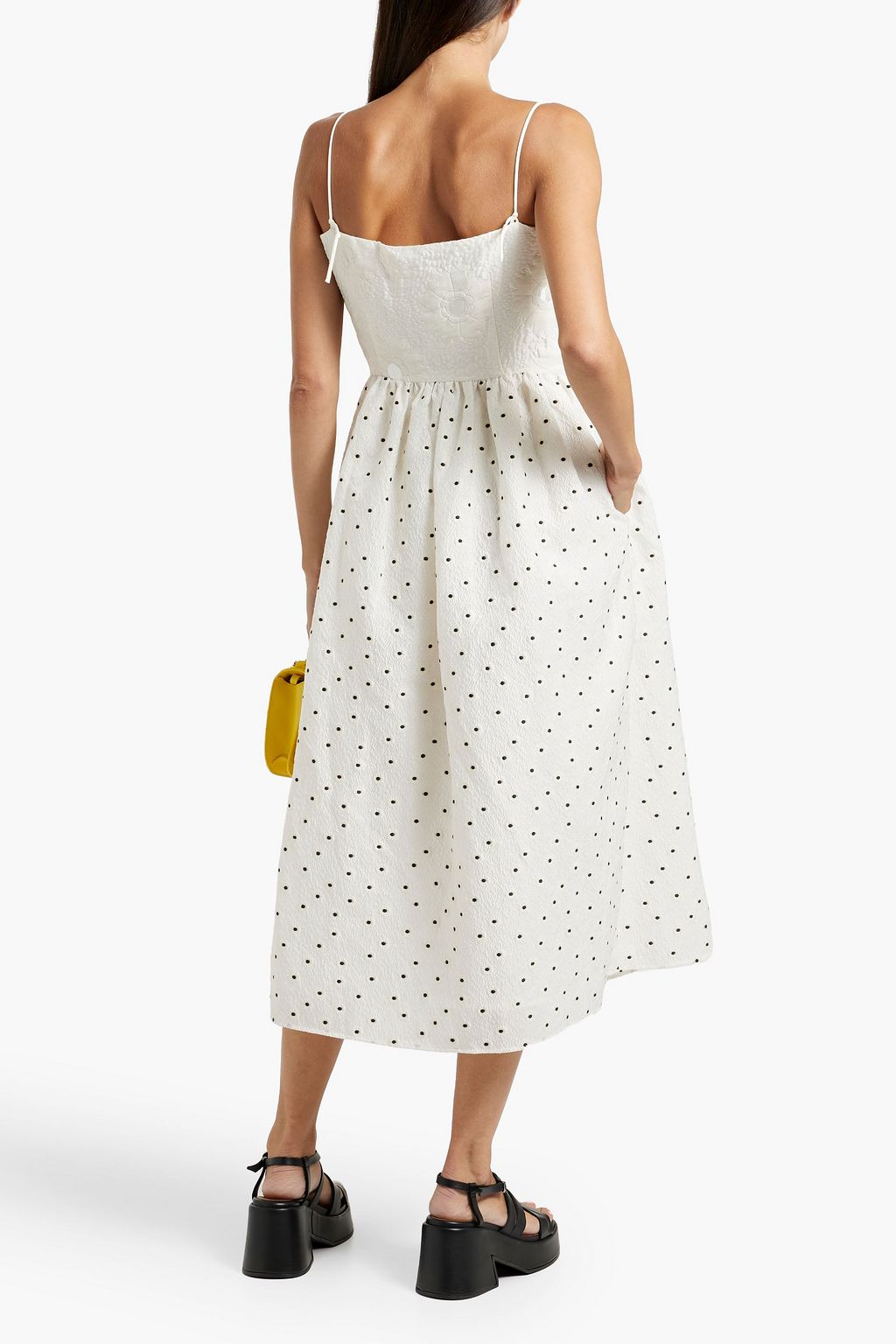 STINE GOYA Anny embroidered brocade and cloqué midi dress