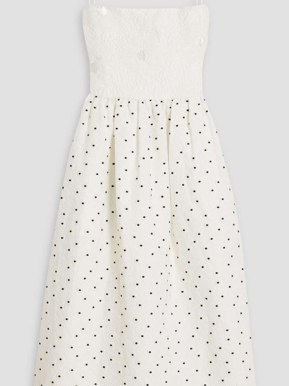 anny embroidered brocade and cloqué midi dress